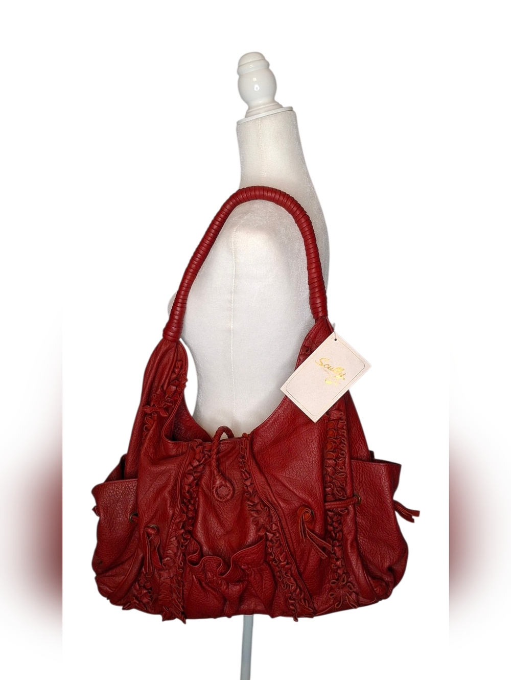 Scully 729 Red Lambskin Leather Western Shoulder Handbag
